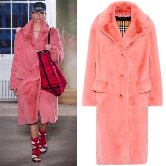 Burberry Pink Teddy Faux Fur Coat - Picture 14 of 14